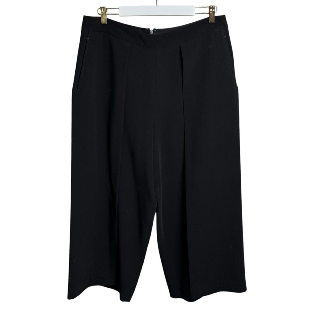 Rag & Bone Black Cropped Wide Leg Rowe Pants Size 12 USA Made Kulot Lagenlook - Picture 2 of 13